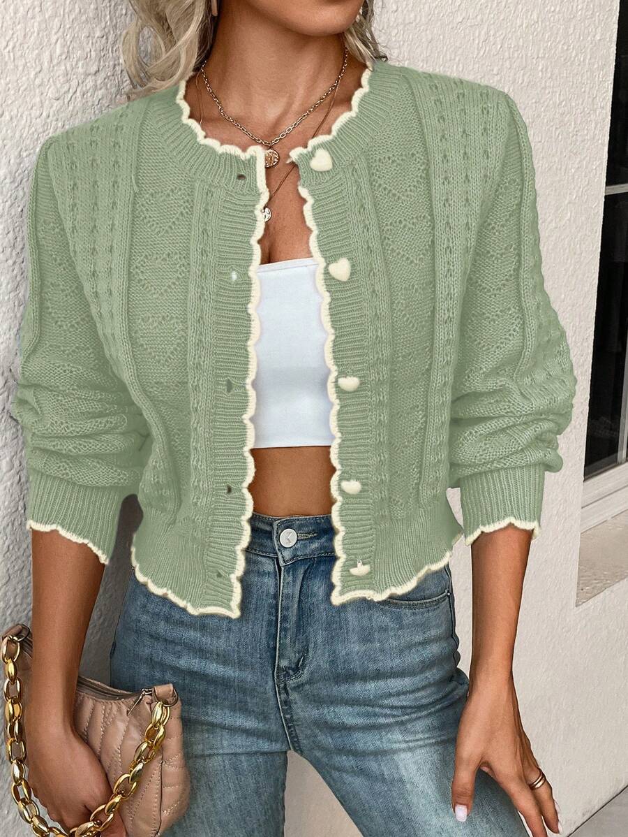 Fena | Damenstrickjacke mit kontrastierenden Bündchen