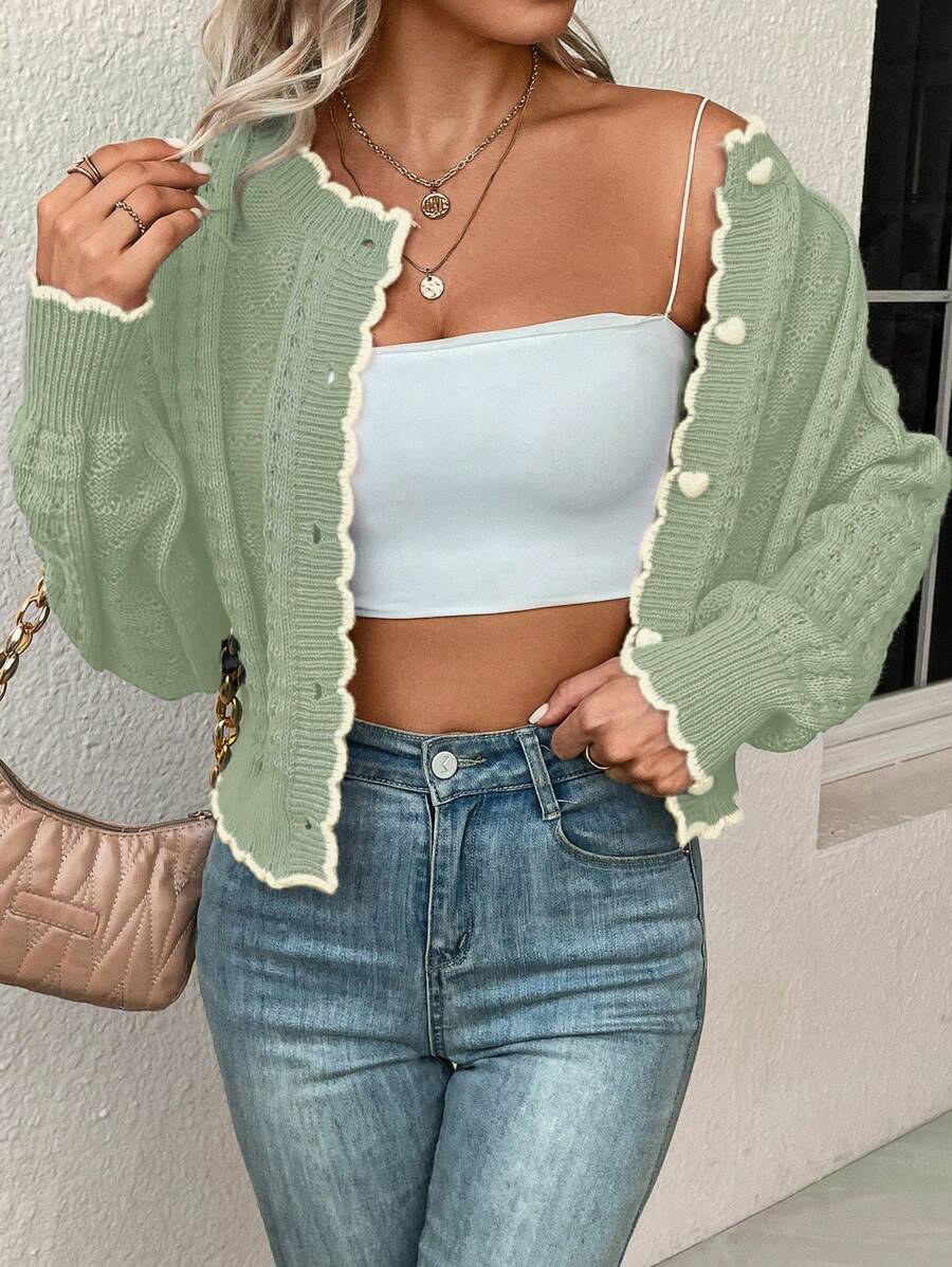 Fena | Damenstrickjacke mit kontrastierenden Bündchen