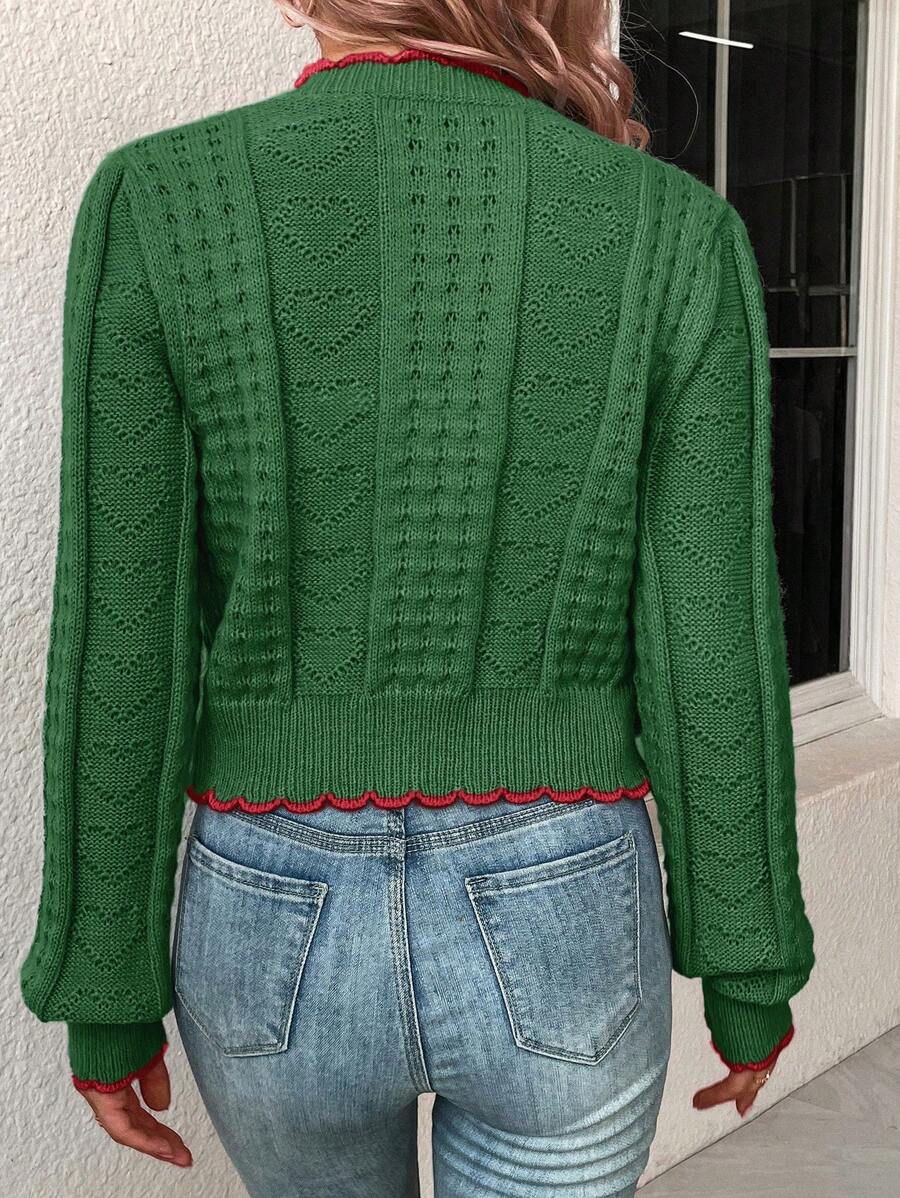 Fena | Damenstrickjacke mit kontrastierenden Bündchen