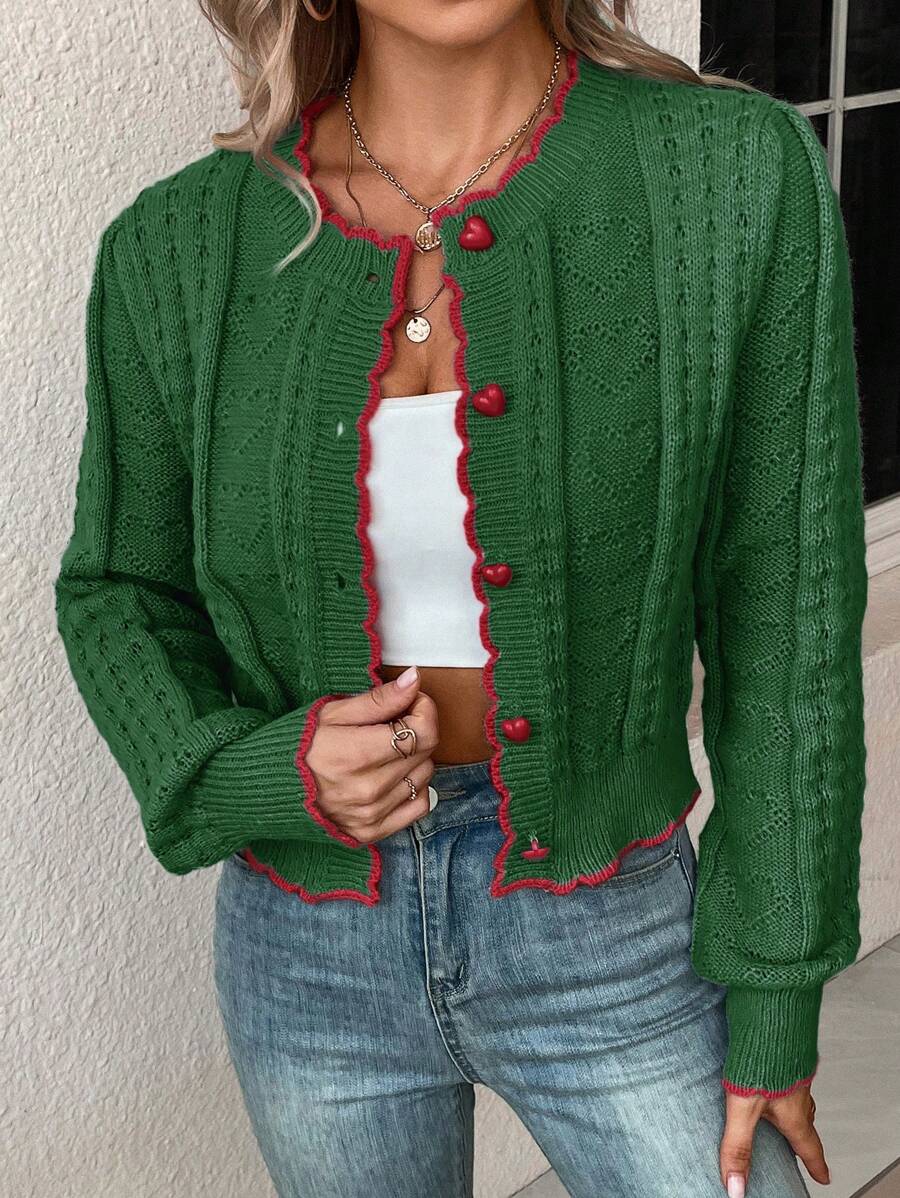 Fena | Damenstrickjacke mit kontrastierenden Bündchen