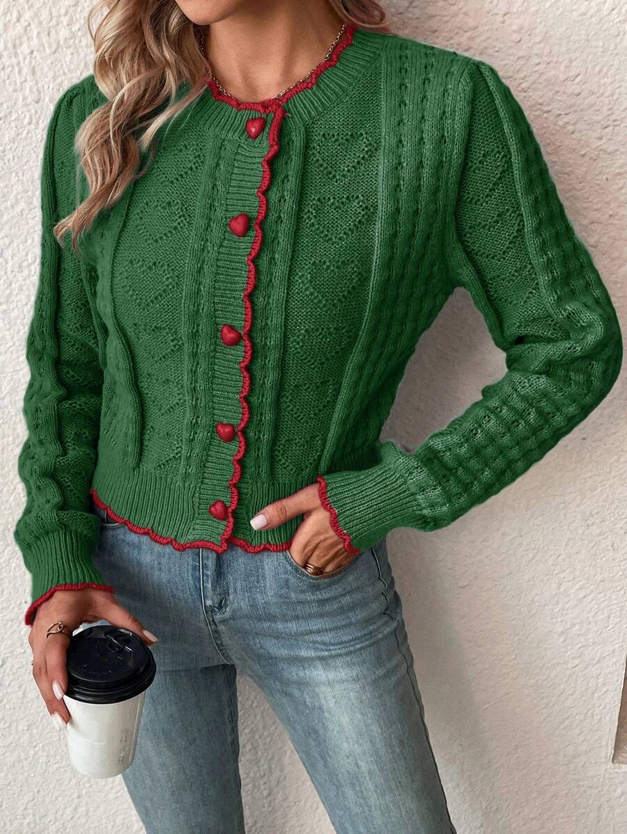 Fena | Damenstrickjacke mit kontrastierenden Bündchen