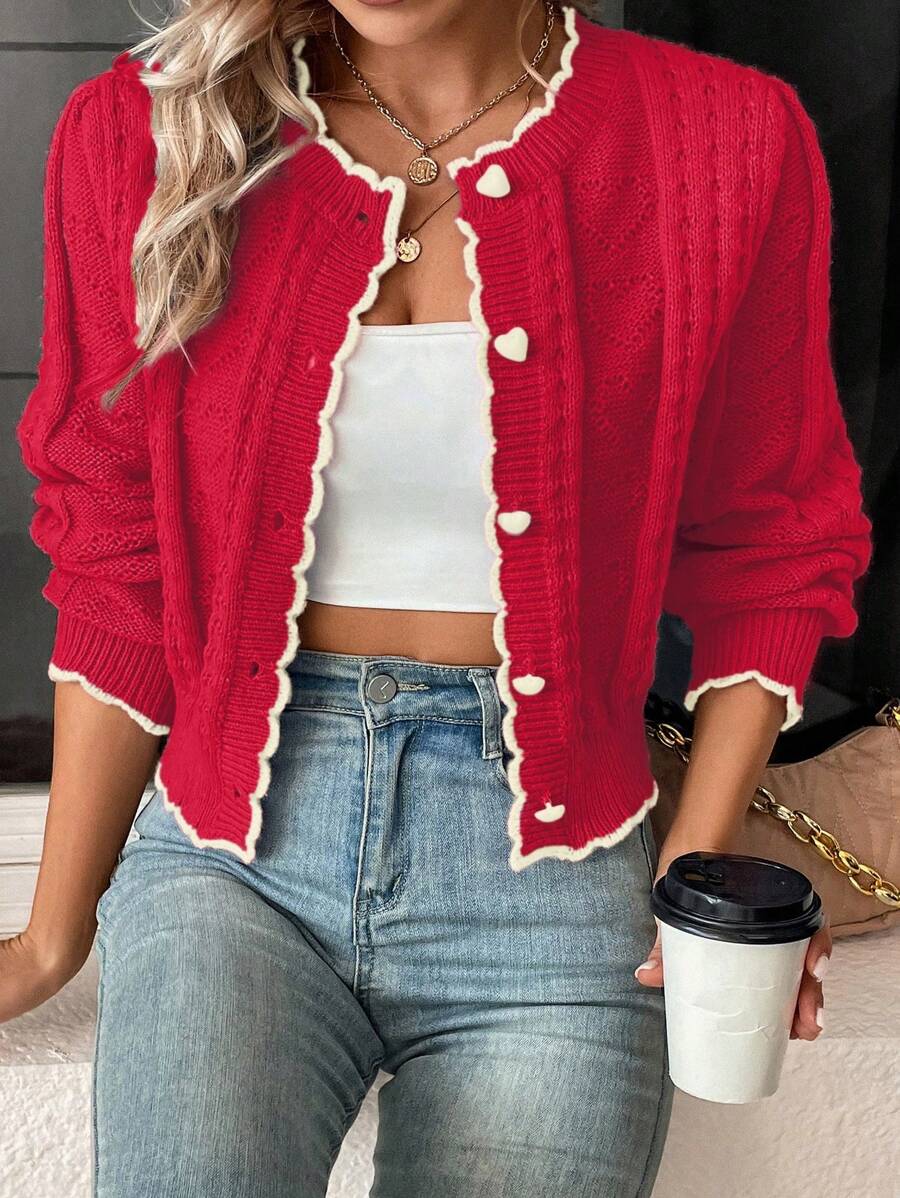 Fena | Damenstrickjacke mit kontrastierenden Bündchen