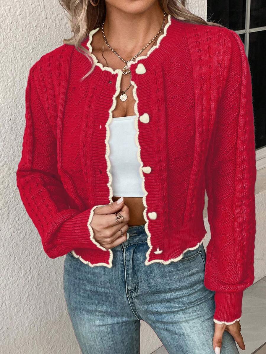 Fena | Damenstrickjacke mit kontrastierenden Bündchen