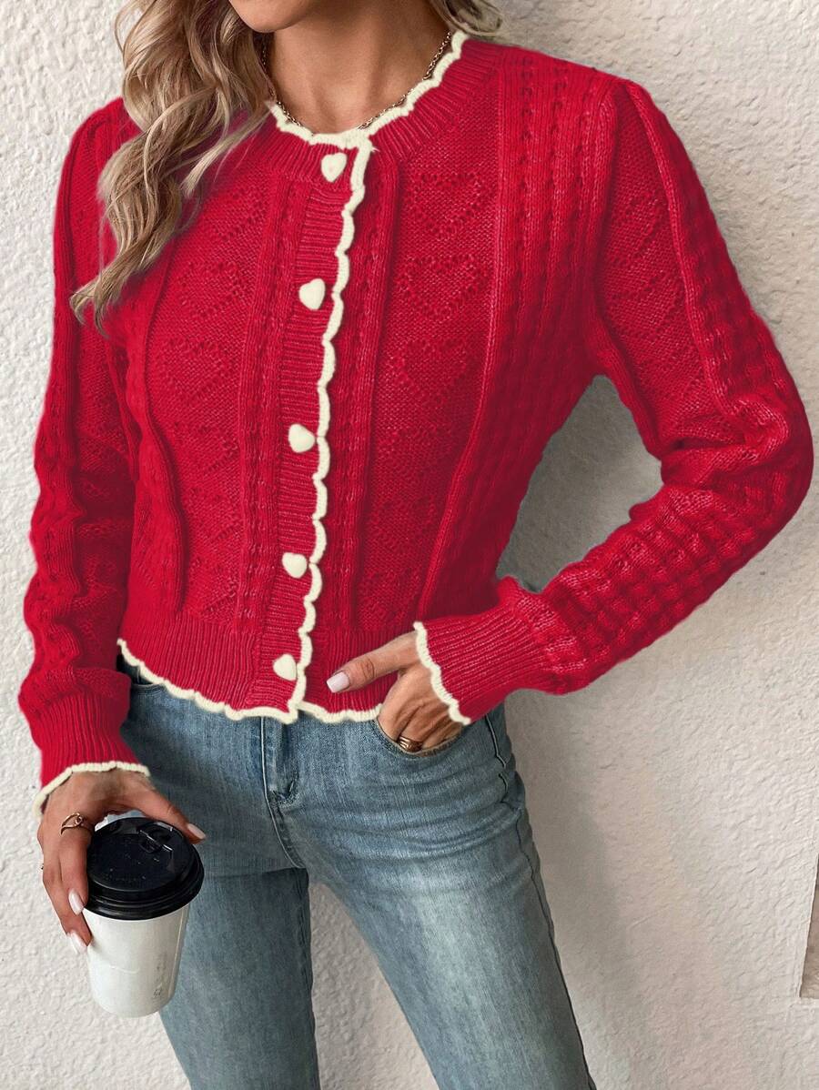 Fena | Damenstrickjacke mit kontrastierenden Bündchen