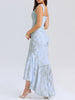 Charleigh | blaues Kleid mit floralem Glockenblumen-Design