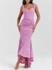 Charleigh | blaues Kleid mit floralem Glockenblumen-Design