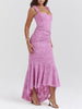 Charleigh | blaues Kleid mit floralem Glockenblumen-Design