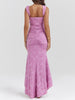 Charleigh | blaues Kleid mit floralem Glockenblumen-Design