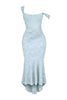 Charleigh | blaues Kleid mit floralem Glockenblumen-Design