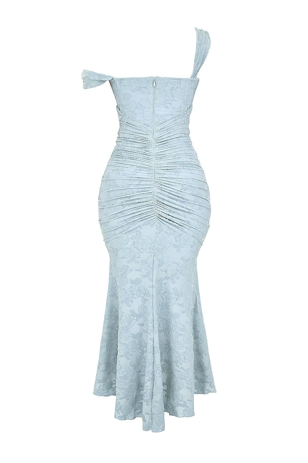 Charleigh | blaues Kleid mit floralem Glockenblumen-Design