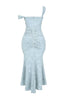 Charleigh | blaues Kleid mit floralem Glockenblumen-Design
