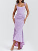 Charleigh | blaues Kleid mit floralem Glockenblumen-Design
