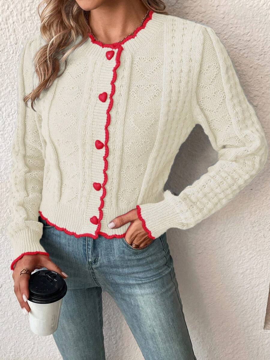 Fena | Damenstrickjacke mit kontrastierenden Bündchen