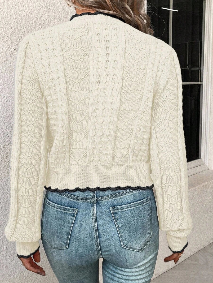 Fena | Damenstrickjacke mit kontrastierenden Bündchen