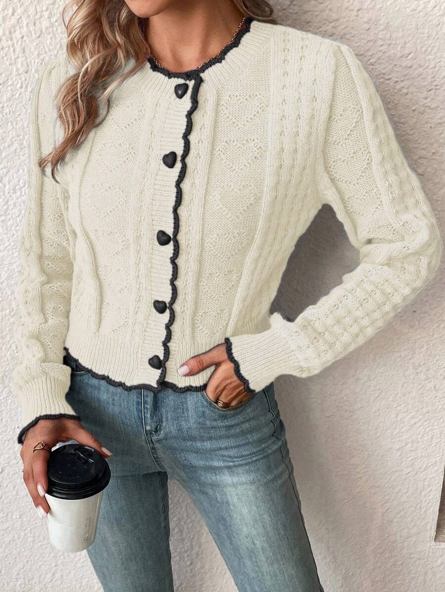 Fena | Damenstrickjacke mit kontrastierenden Bündchen