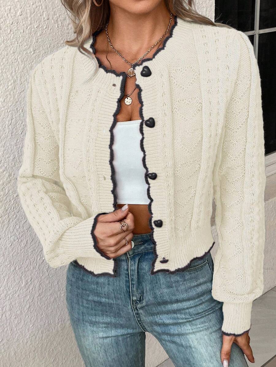 Fena | Damenstrickjacke mit kontrastierenden Bündchen