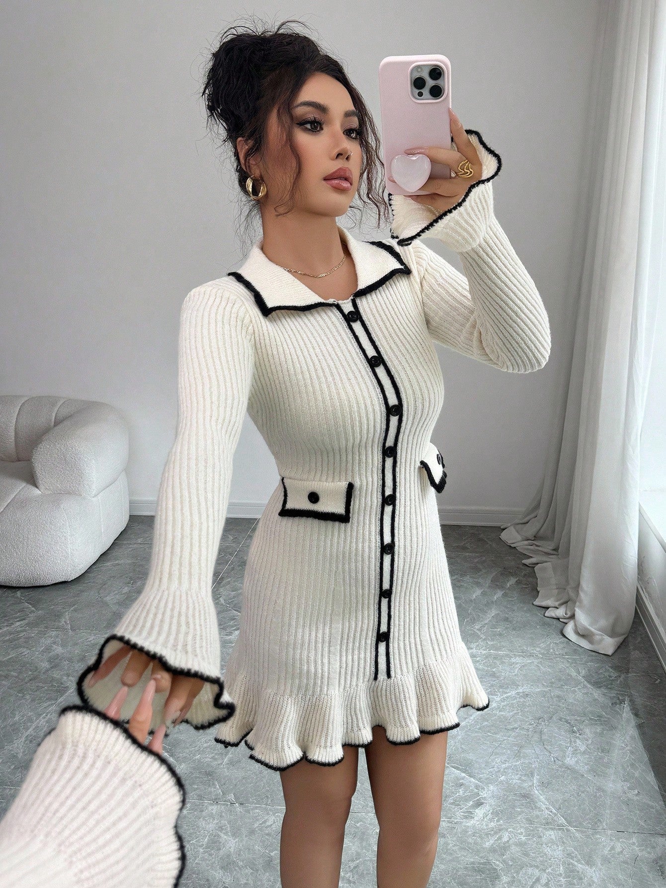 Evalyn | Elegantes Strickkleid mit Vintage-Kragen