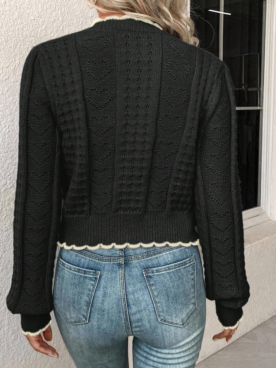 Fena | Damenstrickjacke mit kontrastierenden Bündchen