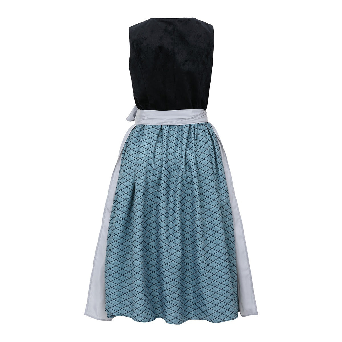 Oktoberfest Damen Dirndl Kleid in Schwarz und Silber mit Schürze