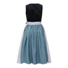 Oktoberfest Damen Dirndl Kleid in Schwarz und Silber mit Schürze