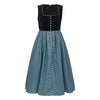 Oktoberfest Damen Dirndl Kleid in Schwarz und Silber mit Schürze