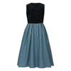 Oktoberfest Damen Dirndl Kleid in Schwarz und Silber mit Schürze