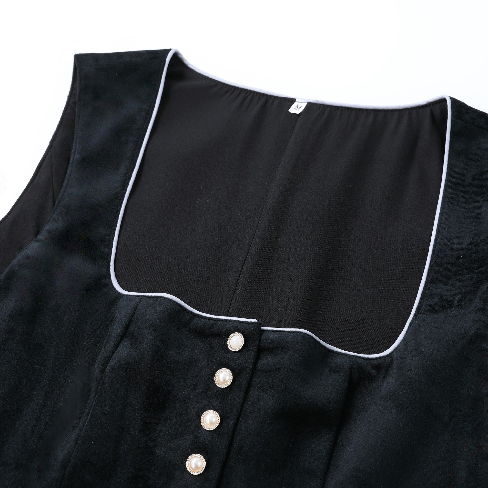 Oktoberfest Damen Dirndl Kleid in Schwarz und Silber mit Schürze