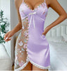 Anaya | Elegantes Satin-Nachthemd mit floraler Spitze
