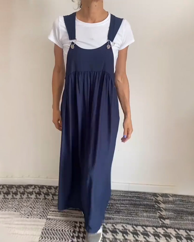 Molly | Lässiges einfarbiges Kleid mit Hosenträgern