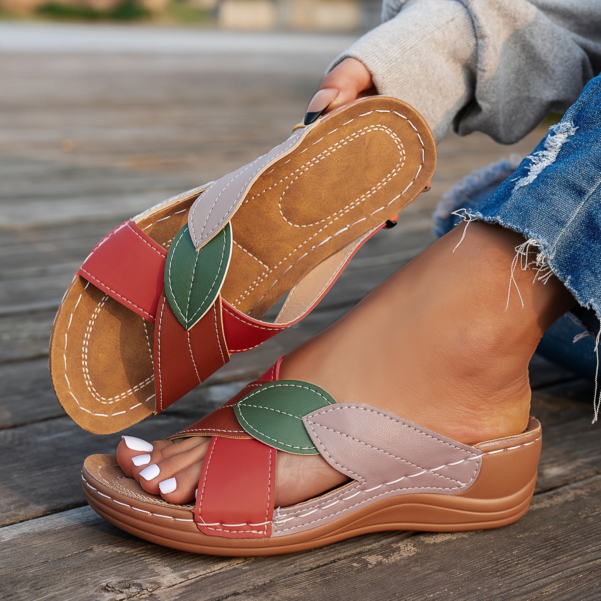 Imani | Blatt Vibe Keilabsatz-Sandalen