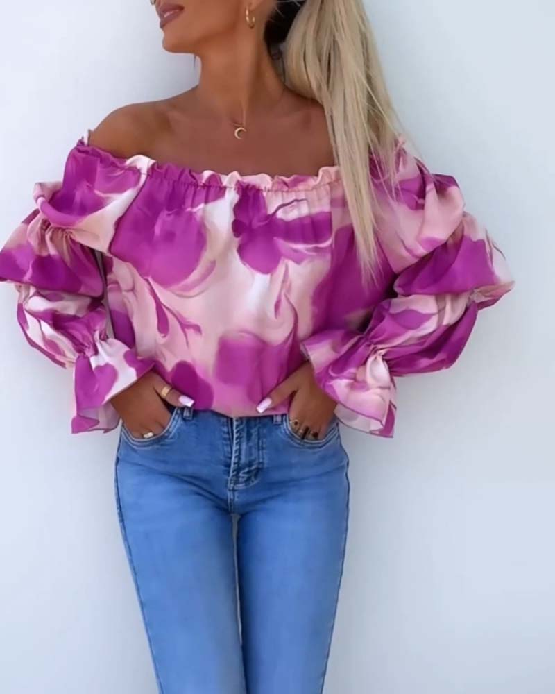 Lia | Bunt bedrucktes One-Shoulder-Freizeittop für Damen