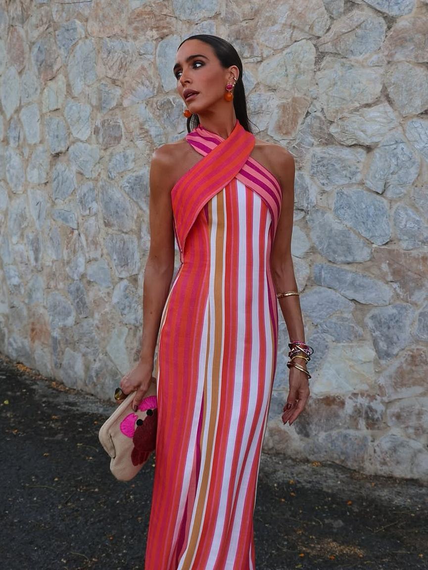 Effie | stylisches Streifenkleid mit Kreuzträgern für den perfekten Sommerlook