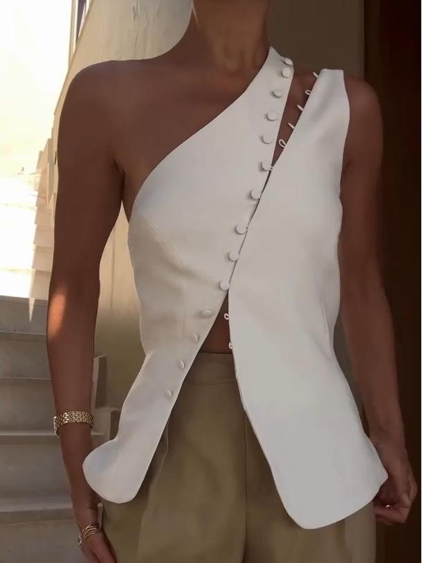Ash | One-Shoulder-Top mit Knopfdetails
