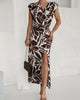 Lenna | Elegantes schmal geschnittenes Kleid mit Blätterfalten und Schlitz