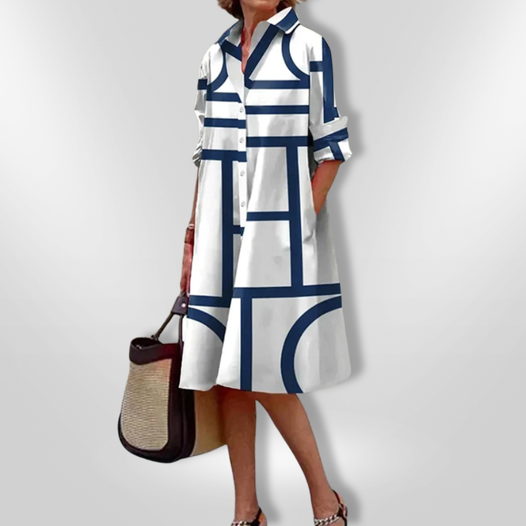 Solaf Jemma | zeitloses Midikleid mit grafischem Look – SOLAF MODE