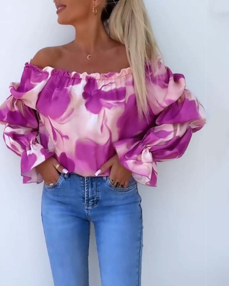 Lia | Bunt bedrucktes One-Shoulder-Freizeittop für Damen