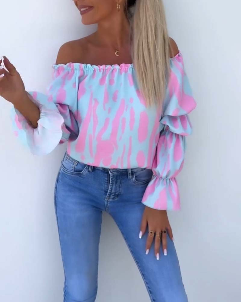 Lia | Bunt bedrucktes One-Shoulder-Freizeittop für Damen