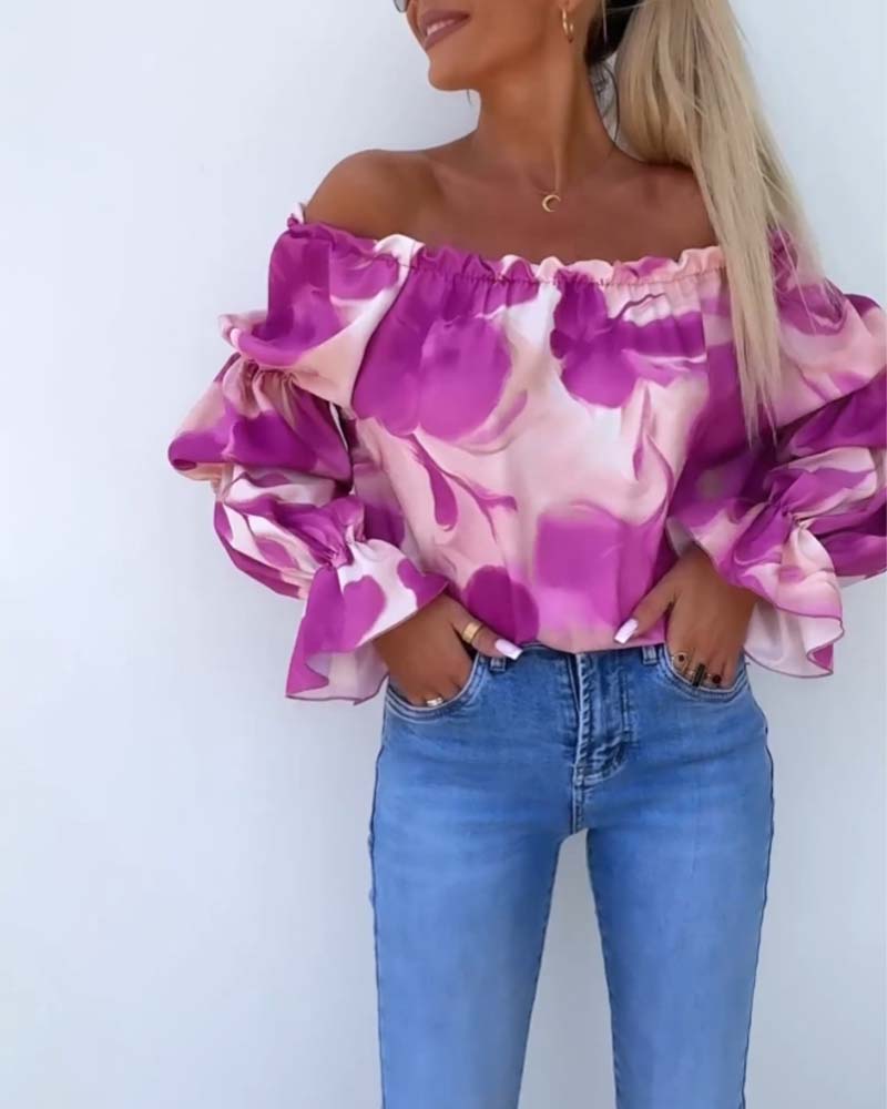 Lia | Bunt bedrucktes One-Shoulder-Freizeittop für Damen