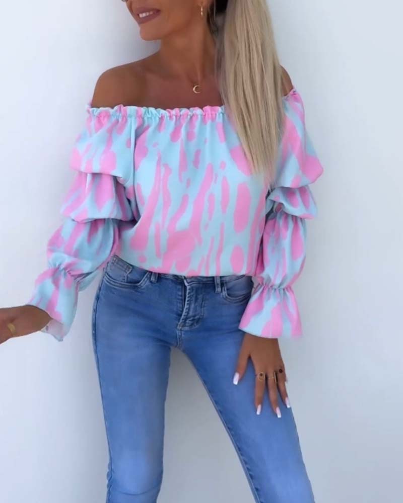 Lia | Bunt bedrucktes One-Shoulder-Freizeittop für Damen