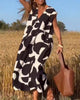 Dua | Bedrucktes Kleid mit V-Ausschnitt