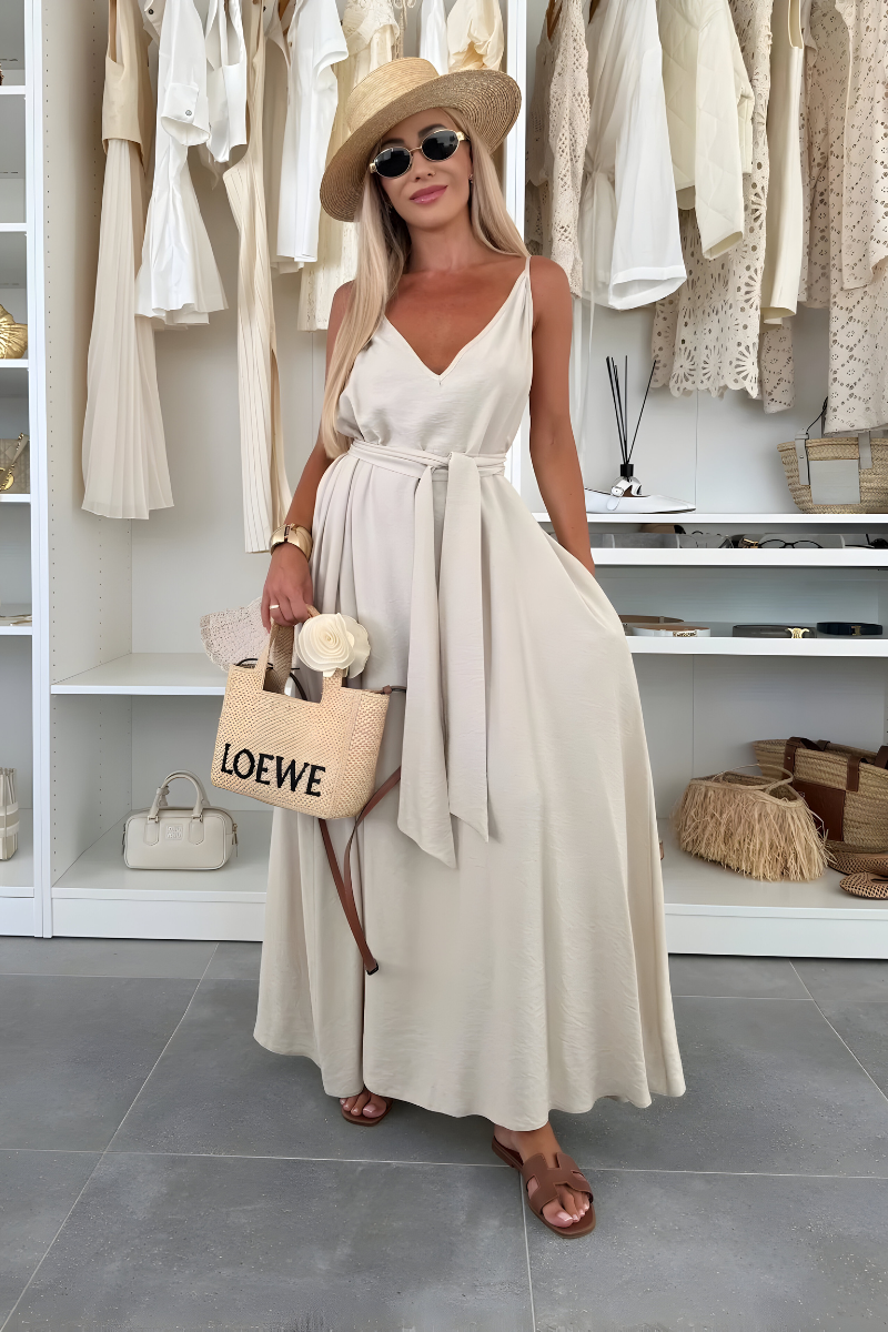 Cat | Fließendes Kleid mit Bindegürtel