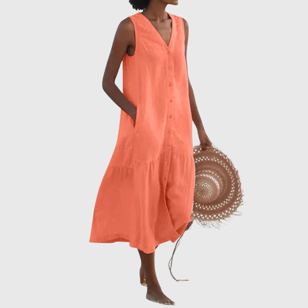 Cavela | Ärmelloses Sommerkleid mit Knopfleiste