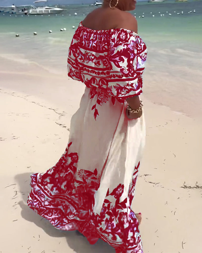 Emilia™ | Luftiges Off-Shoulder-Kleid mit sommerlichem Print