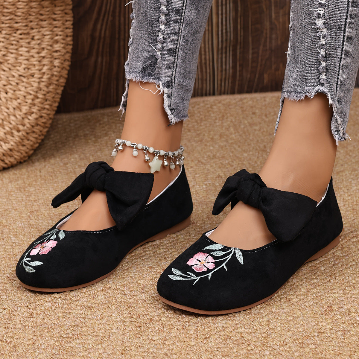 Nataly | modische flache Schuhe mit Schleifenakzent