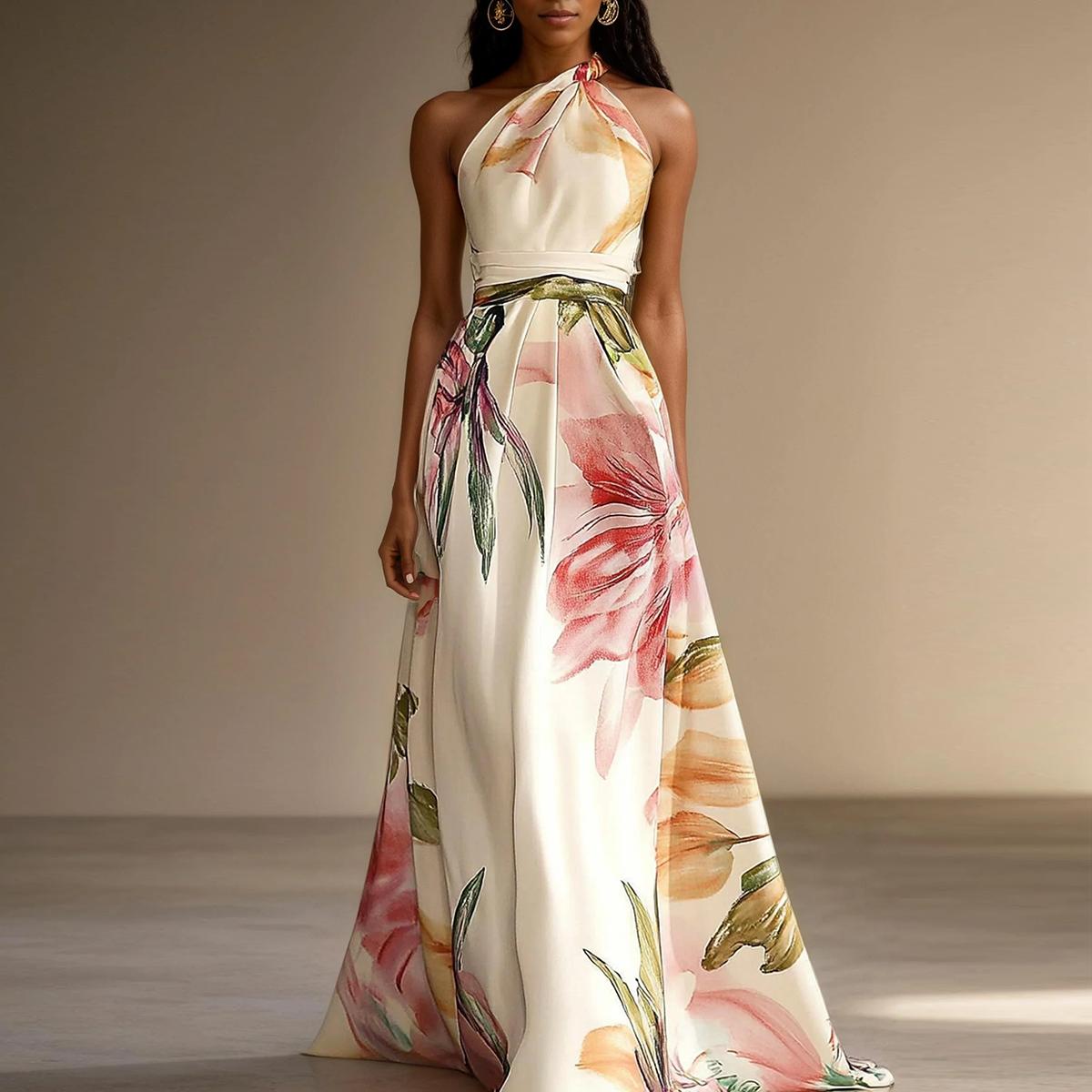 Delicia | Geblümtes Maxikleid aus Satin