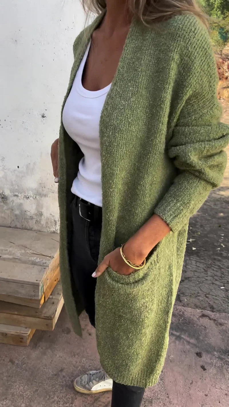 Helena™ | Kuscheliger Strickmantel - Kläder och Accessoarer - Grün / S