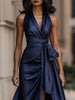 Ren | Satin-Halter-Rüschen-Kleid