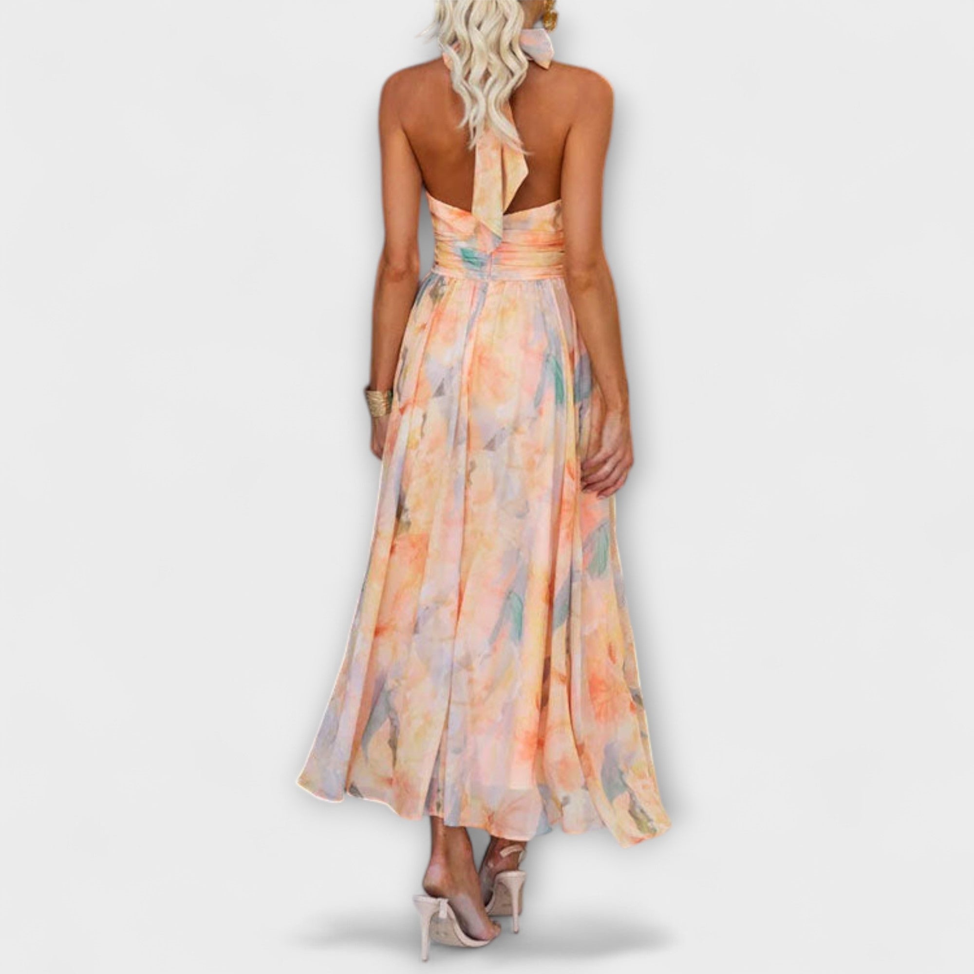 Aroha | Pastellfarbenes Träger-Maxikleid
