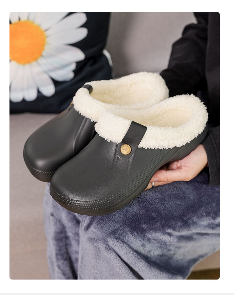 Noa™ | Gemütliche Winterpantoffeln - schwarz grau / 35-36