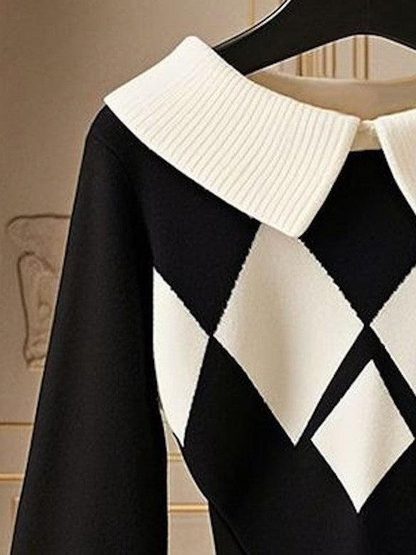 Hailey | Gestrickte Argyle-Pullover